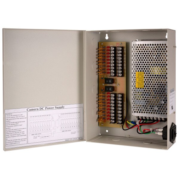 Surveillance Camera Power Supply Panel 18 Ports 12 VDC 10A UL Approved